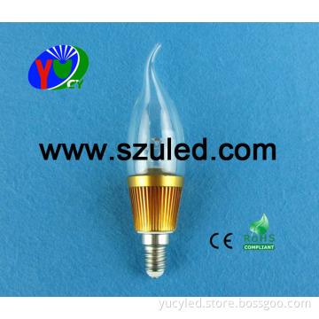 3W Aluminum Transparent Cover LED Candle Light